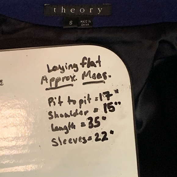 Theory  Coat Blue 100 Virgin Wool 5 Button Size S Classic Preppy Winter Coat - Picture 7 of 7